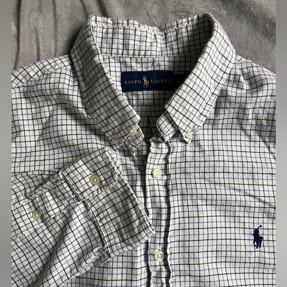 Ralph Lauren Blue and White Casual Button Down Shirt